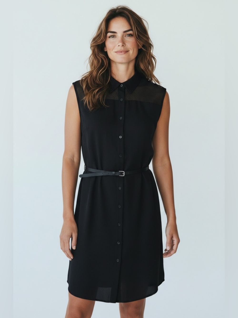 Donna Karen DKNCY Black Button Down Dress